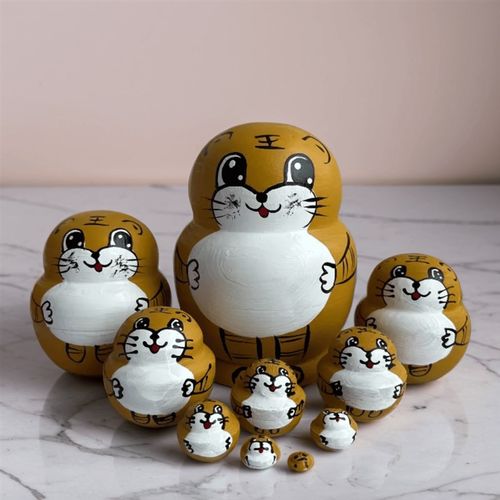 极速套娃俄罗斯旅游手绘十层动物可爱老虎10层Q儿童宝宝礼物益智