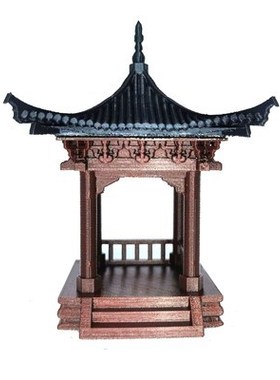 极速古代亭子装饰盆景q楼阁古亭摆件居室微景观假山奇石仿茅草亭