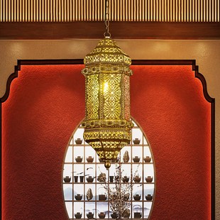 饰吊灯小夜灯氛 餐厅酒吧装 极速泰式 铁艺镂空复古吊灯东南A亚风格