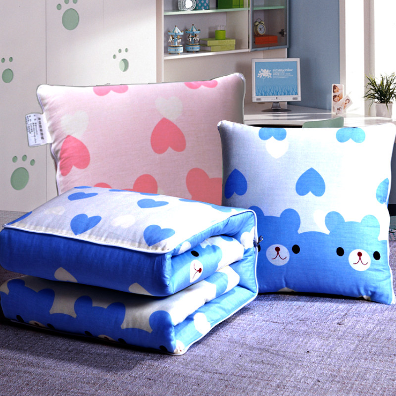 极速纯棉抱枕被两用办公室夏季薄款多功能靠O枕二合一汽车小被子