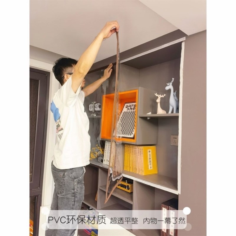 极速厨房书柜简易衣柜防尘罩柜橱卧D室开放式书架鞋架展示柜柜门