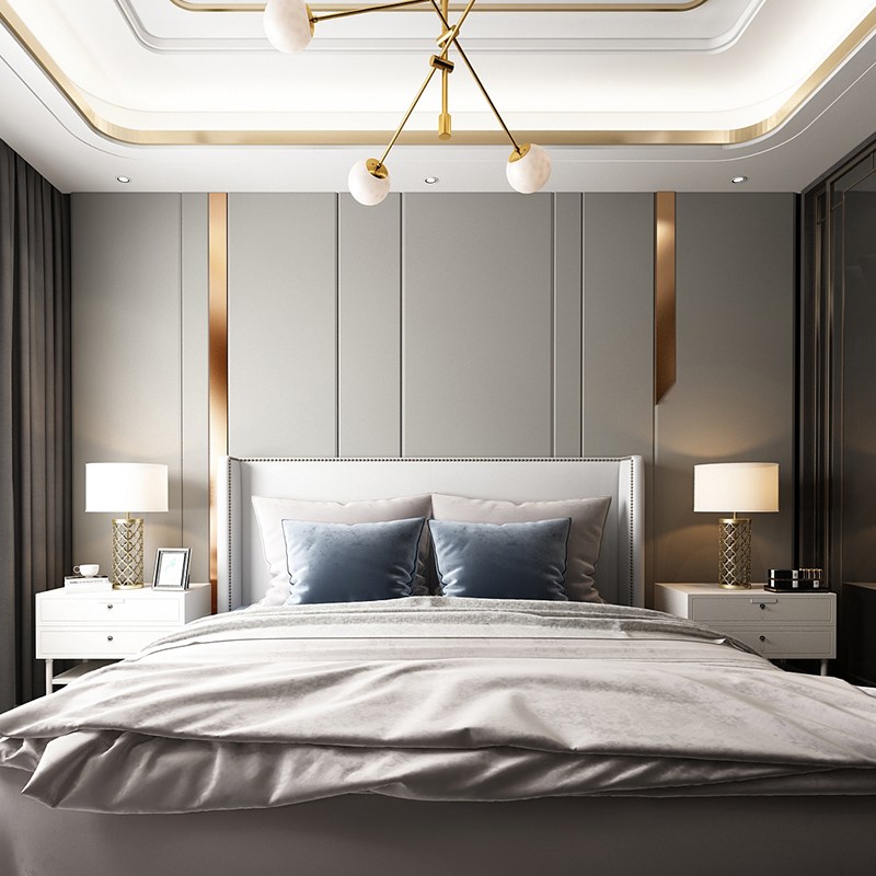 极速新品沙发背景墙硬包实木格栅板 E护墙板简约木饰面 主卧背景