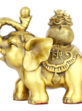 极速铜大象摆件一对吸水象家居饰品E铜象玄关电视酒柜办公室工艺