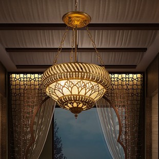极速东南亚风格 会所复古氛M围工业风灯饰餐厅客 铁艺吸顶吊灯泰式