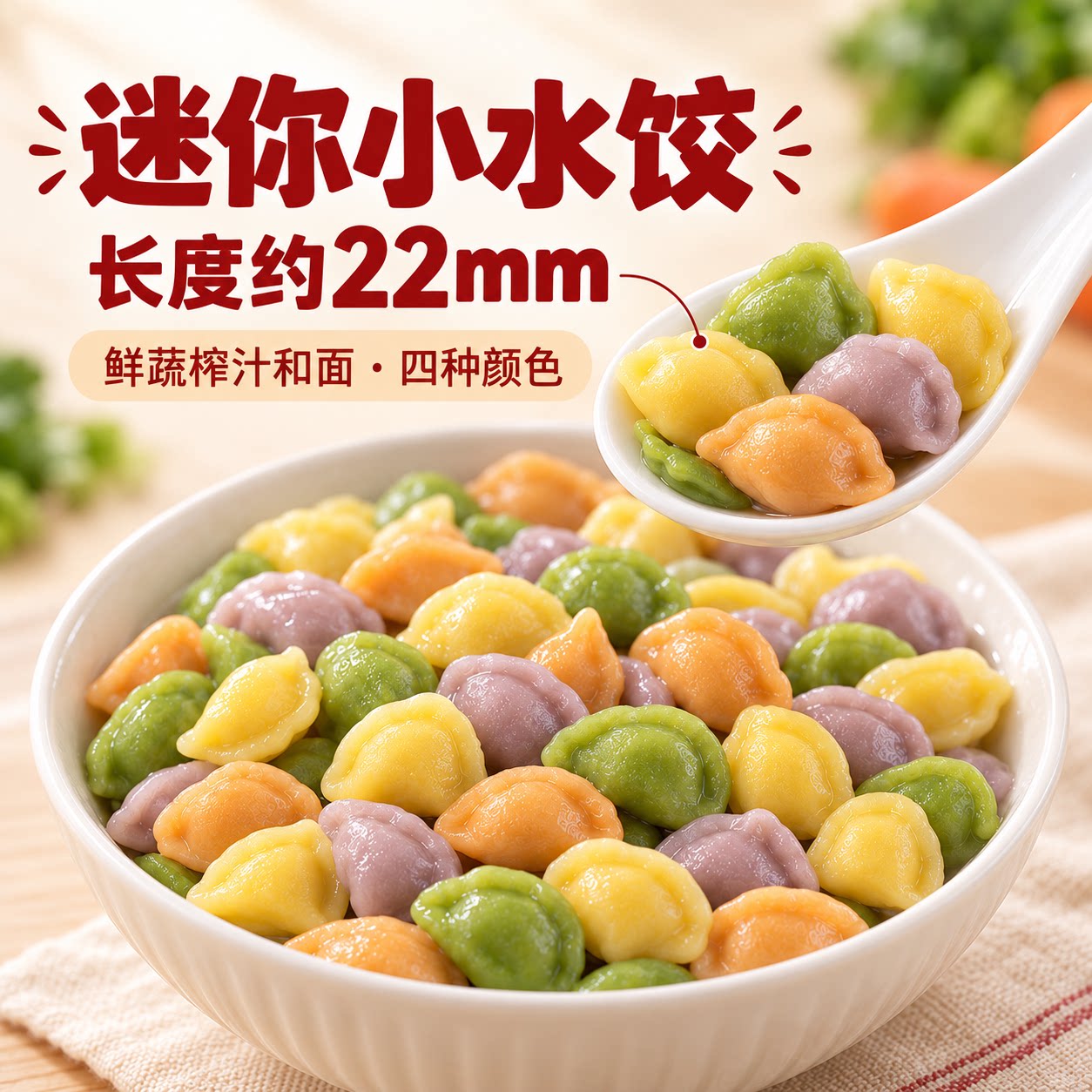 儿童饺子卡通迷你小水饺营养无添加新鲜蒸饺馄饨早餐易消化