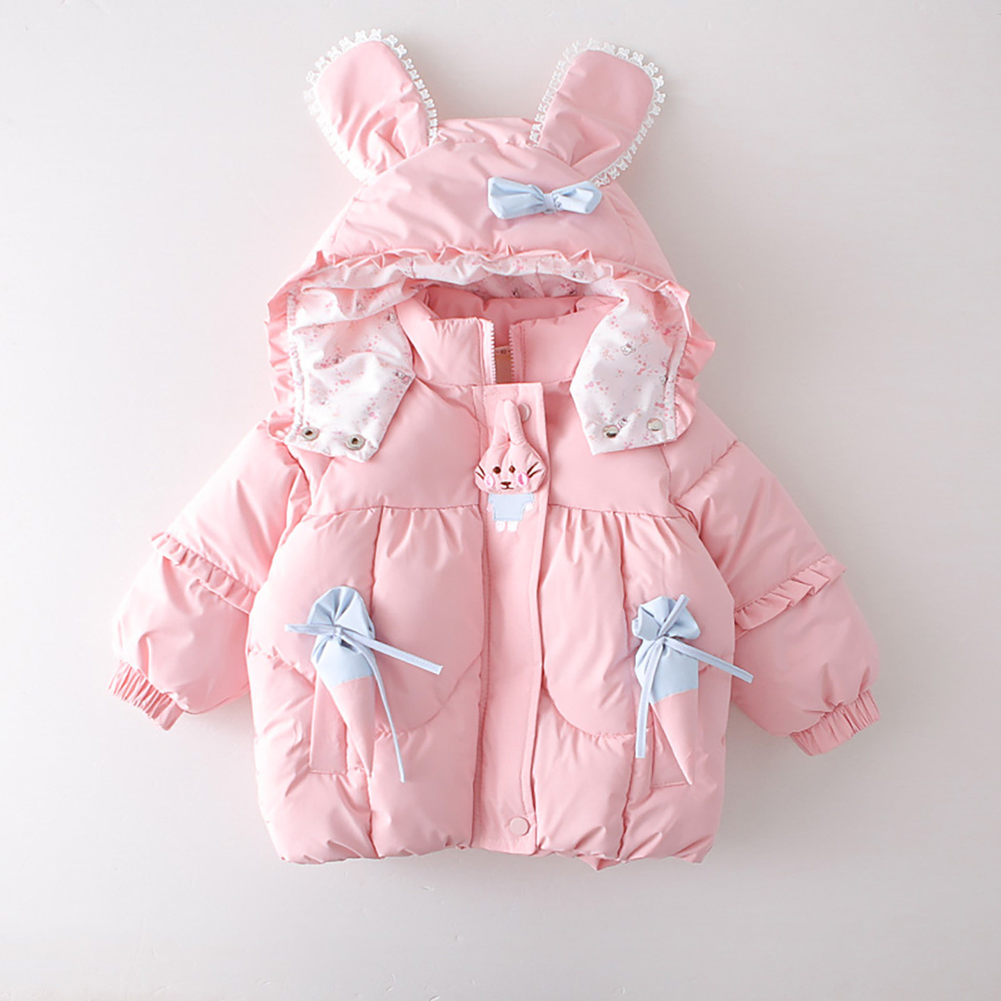 女童冬季可爱连帽加厚保暖棉服