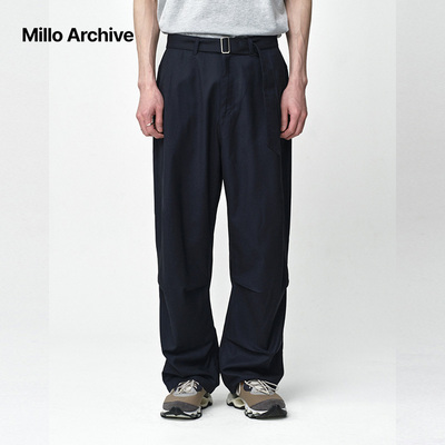 Millo Archive2025新款装饰腰带长裤男士休闲宽松裤子
