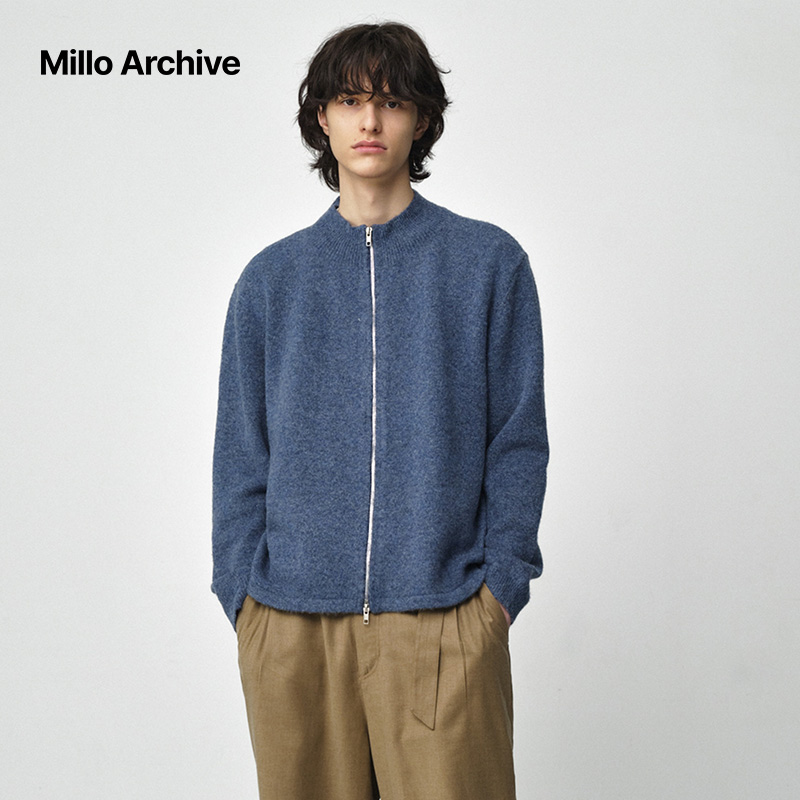 Millo Archive2025新款拉链百搭针织开衫宽松休闲男士外套
