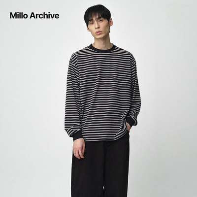 【李东玹同款】Millo Archive2025新款休闲条纹T恤男女同款套头