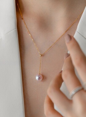 钛钢简约精致珍珠项链女金色复古气质锁骨链轻奢不掉色新款饰品