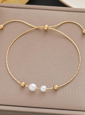 ins小众设计巴洛克珍珠手链女韩版简约个性可调节闺蜜手饰