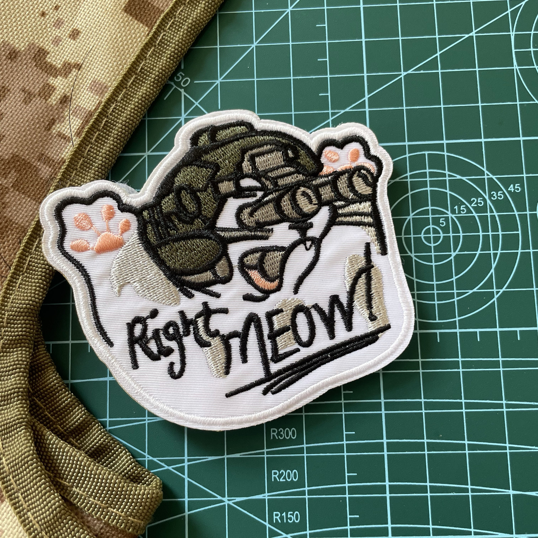 急急喵“Right Meow”立刻行动猫 刺绣魔术臂章 战术猫徽章