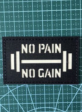 夜光No Pain No Gain健身运动举重魔术贴徽章士气章布贴臂章背包