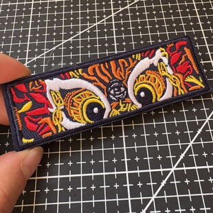精致国风魔术贴章 刺绣横条醒狮贴章 户外背包徽章 个性定制