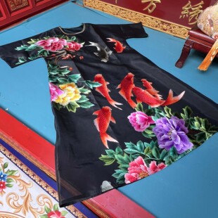 纱衣女装 手工刺绣鲤鱼长款 套头夏季