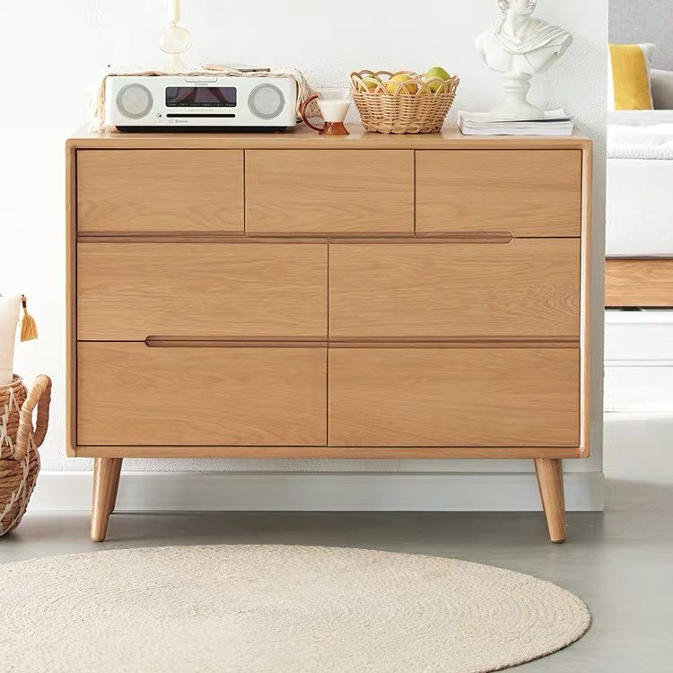 全实木现代简约实木七斗柜北欧卧室原木家具收纳抽屉柜橡木厨边柜