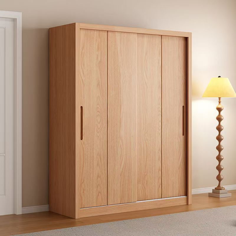全实木衣柜家用卧室松木推拉门现代原木儿童衣橱柜简易衣柜储物柜