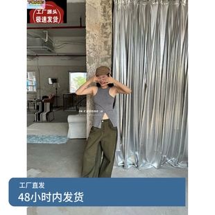 INchooseu笑笑家2024秋季新款洗水设计款下摆裤脚纽扣牛仔阔腿裤