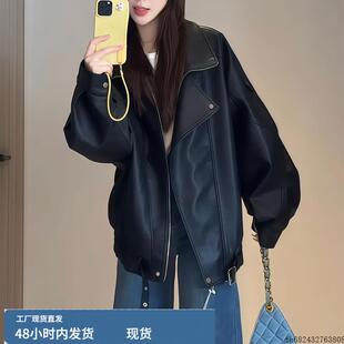 甜酷风短款 2025年秋季 设计感小众机车服夹克上衣女款 时尚 皮衣 新款