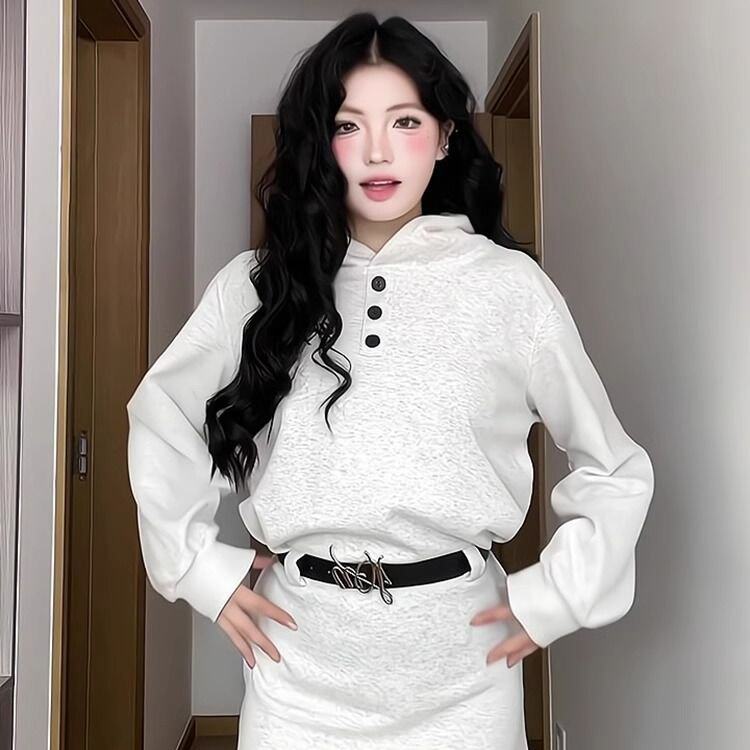甜辣妹学院风连帽卫衣长袖连衣裙女秋季新款超好看收腰包臀短裙子