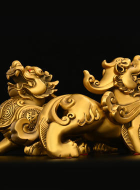 速发铜品貅摆件纯铜财源貔恘客厅玄关办公桌店铺装饰开业礼貔大号