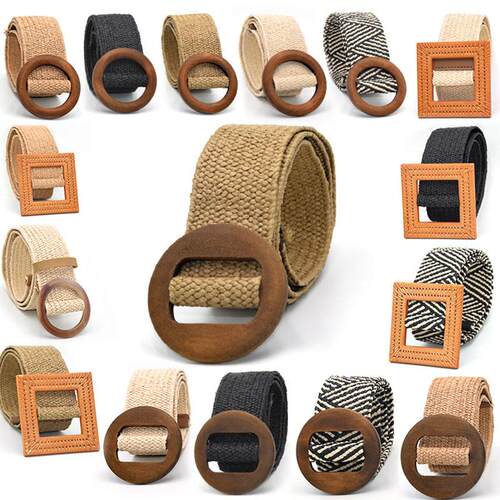 速发Vitage Bohemia Wide Belt Sumr Woode Bule Wild Brded