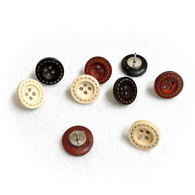 速发实木纽扣图钉微笑工字钉实木软木板照片墙留言板大头针夹子功