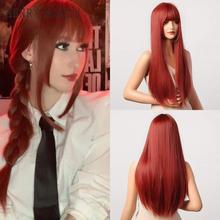 Cosplay Makima Wigs Orange Red Ombre Long Straight Wigs for