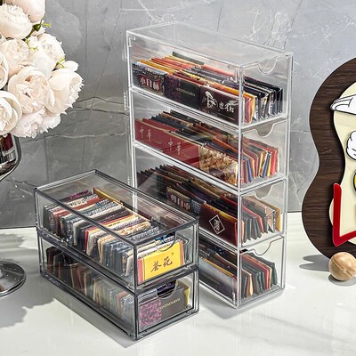 烟卡收纳盒透明抽屉呸呸卡收纳盒和天下烟盒收藏卡收纳多层卡片盒