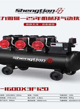 盛田无油空压机工业级30大型静音木工喷漆装修气泵汽修空气压缩机