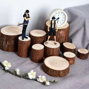 实木带皮杉木小木桩园艺围栏原木树桩摆件底座圆木头增高垫木清仓