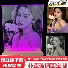 锤子玻璃画相片定制琉璃画生日女朋友爱人孩子520七夕情人节礼物