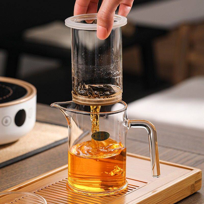 梓童纱布过滤泡茶杯泡茶壶玻璃茶具玻璃泡茶器红茶泡茶杯绿茶泡