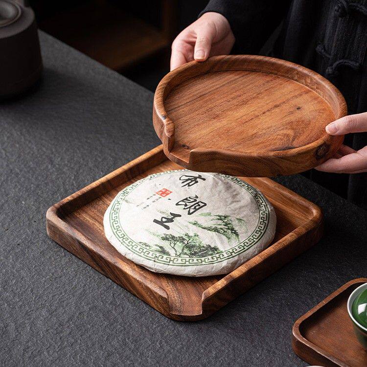 桃木分茶盘原木圆形方形果盘北欧风茶点盘高档轻奢小托盘赏茶盘