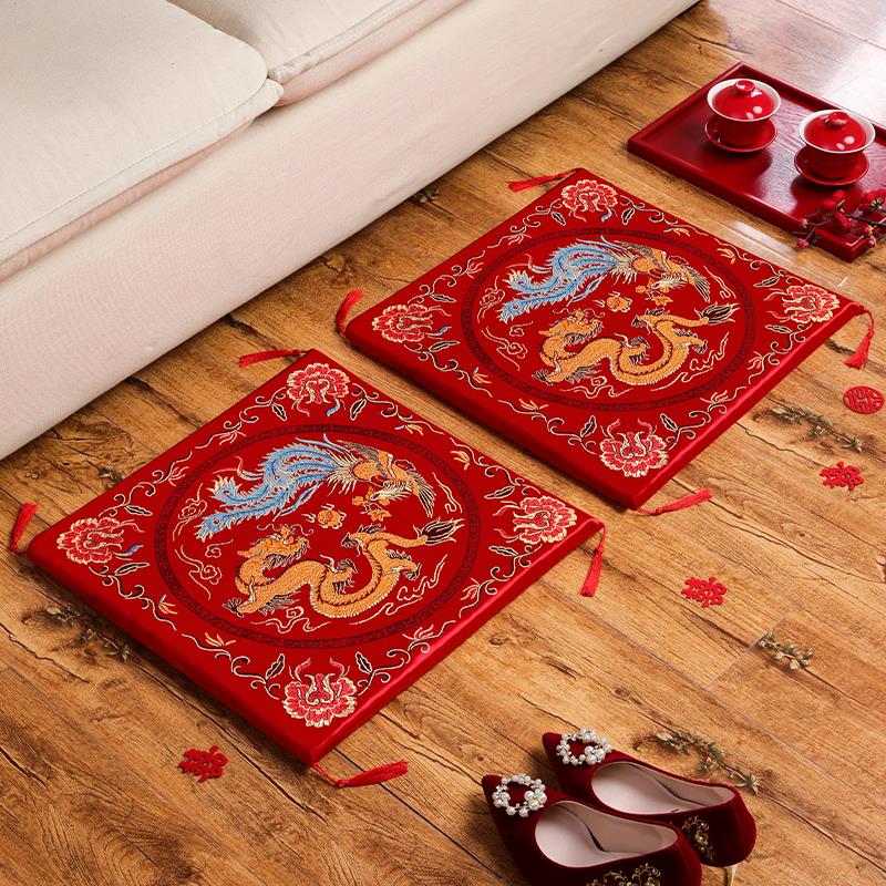 结婚跪拜敬茶改口坐垫婚庆红色跪垫一对婚礼新娘喜字福垫套装用品