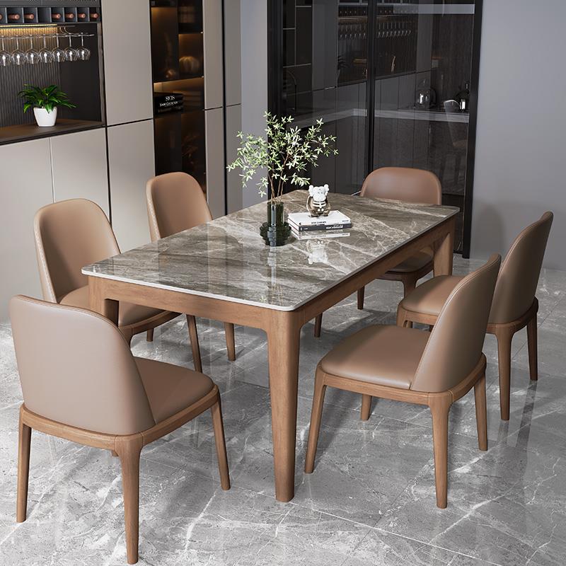 实木大理石德利丰岩板餐桌家用小户型长方形现代简约2024年新款