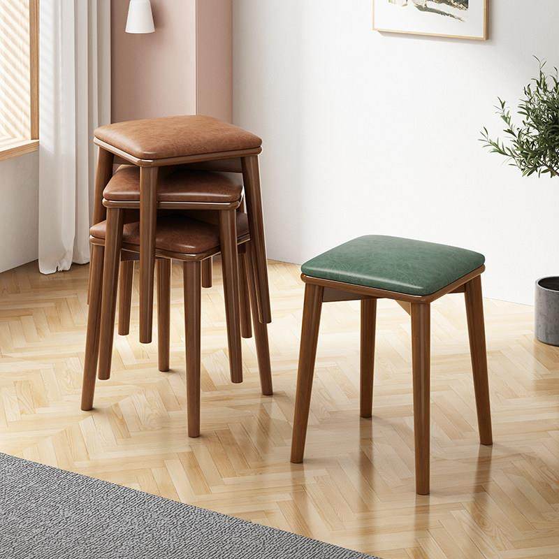 现代简约实木凳子梳妆凳方凳餐凳板凳客厅家用软包皮凳圆脚高凳子