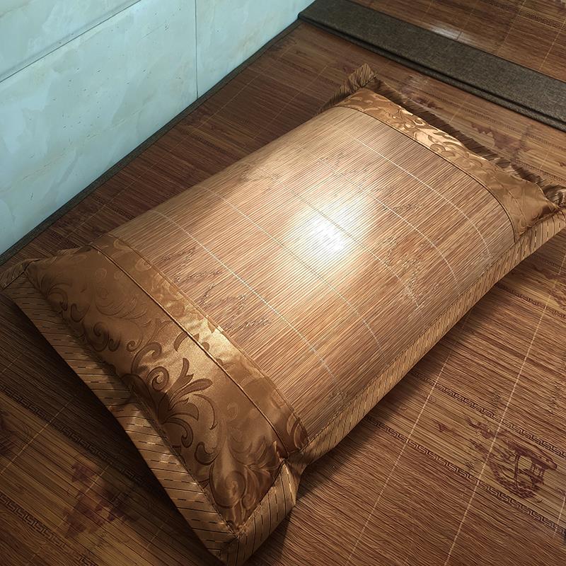 夏季竹枕套双面凉席竹席枕头套一对装冰丝藤席枕芯套单人枕巾席片