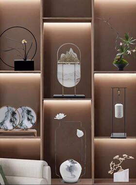 新中式书房氛围布置高端摆件宋代美学客厅酒柜博古架软装饰品摆设