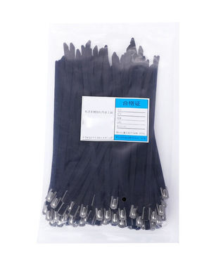 上柯C3192-1自锁式包塑不锈t钢扎带5.6X350mm100根304不锈钢扎带