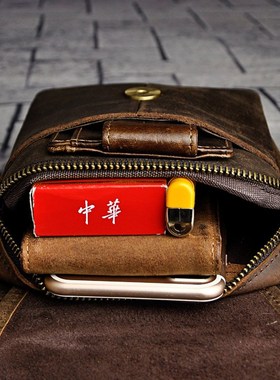 Crazy Horse Leathner men Multifunction Design Small Messenge