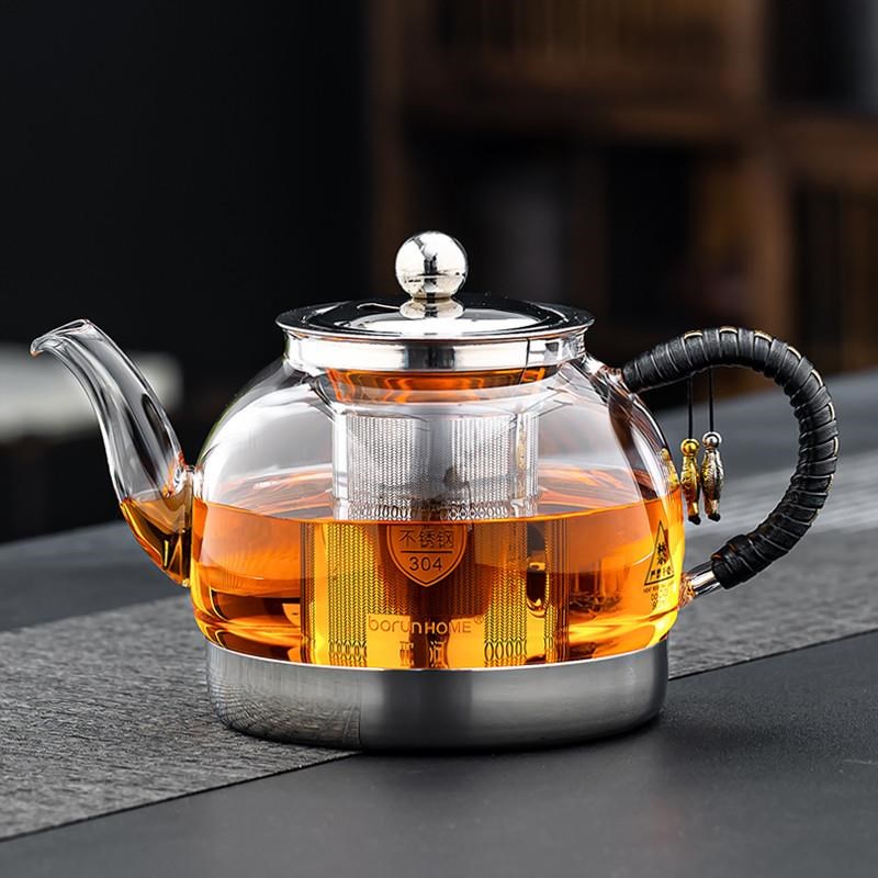 2025新款茶j道电磁炉煮茶壶加厚玻璃煮茶器不锈钢过滤烧水单壶