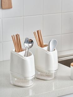 日本JSK双格筷子筒沥水餐具家用厨房放收纳盒塑料筷子勺笼桶筷篓