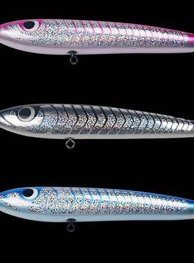 路亚铅笔假浮水饵硬饵纯手工木制户外型远投海钓140g235mm鱼身纹