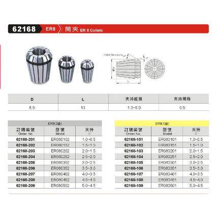 正品台湾精展筒夹62168-ER8-(2级)-ER080102-62168-101