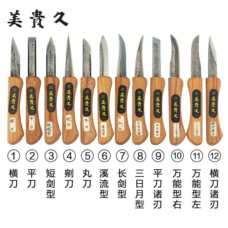 日本美贵久多用小刀原装进口青纸钢雕刻刀嫁接刀木工园艺竹艺包邮