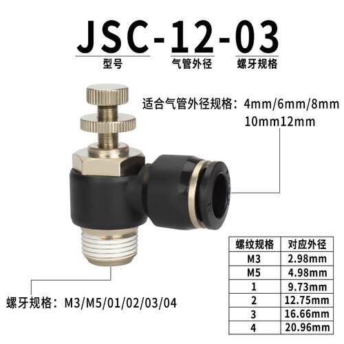 星辰气动气管接头 JSC6/4/8/10/01-02-03-M3调速阀节流阀限出限入