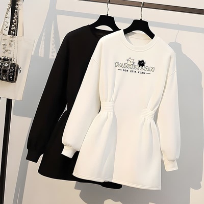 卫衣裙女秋冬中长款宽松加绒上衣