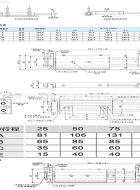 双杆双轴气缸STMS双出滑台气动10/16/20/25×25/50/75/100/125