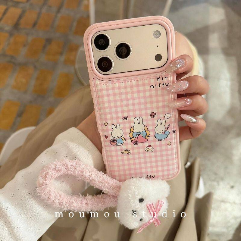 适用苹果17Air手机壳iPhone16promax可爱卡通15plus米菲兔14pro格子13/12/11粉色毛绒挂件7/8P保护套xr皮纹壳,3C数码配件,手机保护套/壳,淘宝优惠券,粉丝福利购,淘宝优惠卷